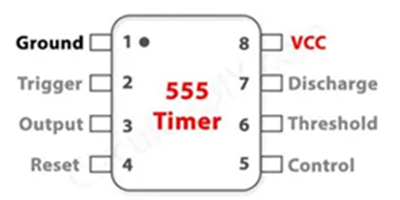 Pin Configuration of a Standard 8-Pin 555 Timer IC