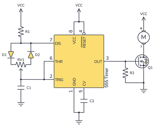 555 PWM Motor Speed Control Circuit